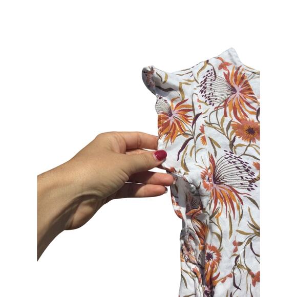 Joie Womens Linen Shift Dress Size Medium White Floral Boho Coastal Beach Boho - Picture 7 of 8